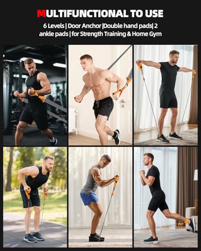 Abahub Arm Training Bands Set, Resistance Bands with Handles and Ankle Straps for Woman and Man, Set for Strength Training, Workout Bands for Arms, Exercise Bands for Home Gym