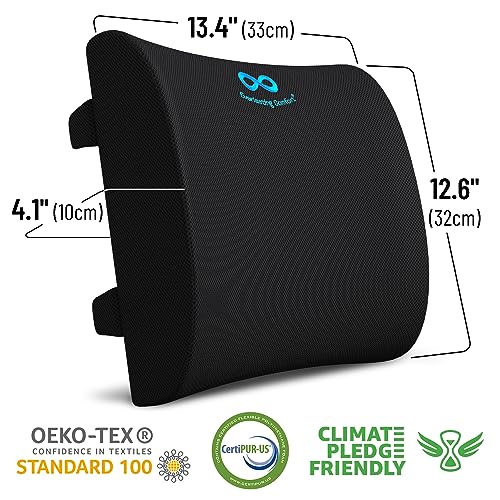 Everlasting Comfort Lumbar Support Pillow & Back Stretcher for Lower Back Pain Bundle - Adjustable Back Stretching Device for Spine Decompression - Office Chair Back Support for Gaming, Car, Couch