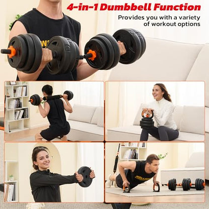 Adjustable Dumbbell Set, 66LBS weights dumbbells set, 4-In-1 Dumbbell Set with Connector for Barbell, Kettlebell, Push-Up Stand, Home Gym Fitness Equipment for Strength Training