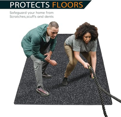 0.46" Thick 48 Sq Ft Rubber Top High Density EVA Foam Exercise Gym Mats 12 Pcs - Interlocking Puzzle Floor Tiles for Home Gym Heavy Workout Equipment Flooring - 24 x 24in Tile, Black & White