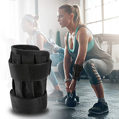 Weighted Wrist and Ankle Bands, 1 Pair Adjustable Ankle Wrist Weight Straps, Leg Arm Hand Cuff Weights with Empty Pocket for Steel Plates(Not Included) Maximum 11lbs, Training