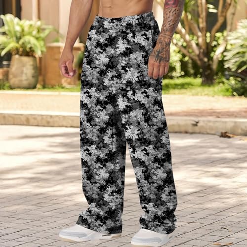 Graphic Print Pants for Men Elastic Waisted Wide Leg Baggy Sweatpants Joggers Loose Fit Streetwear Pants with Pockets - color: Style19, size: Large