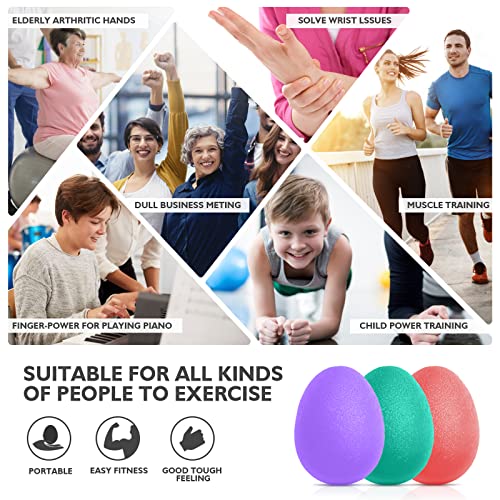 Peradix Hand Grip Strength Trainer, Stress Relief Ball, Wrist Rehab Therapy Hand Grip Equipment Ball Squishy Tools - Set of 3 Finger Resistance Exercise Squeezer