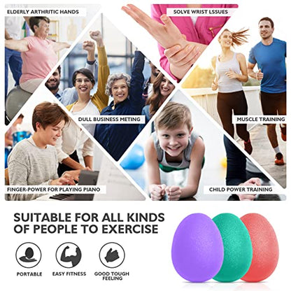 Peradix Hand Grip Strength Trainer, Stress Relief Ball, Wrist Rehab Therapy Hand Grip Equipment Ball Squishy Tools - Set of 3 Finger Resistance Exercise Squeezer