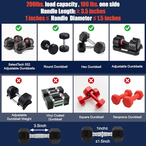 Dumbbell to Barbell Converter Bar, EZ Curl Barbell Adapter with 200LB Capacity, Adjustable Weight Bar for Home Fitness, Fits Standard 1-1.5 Inch Dumbbell Handles for Weight Lifting