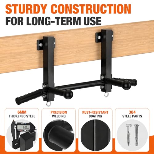 Joist Mounted Pull Up Bar, 650lbs Heavy Duty Strength Training Pullup Bars, Multi-Grip Chin Up Bar for Home Gym, Garage & Basement Ceiling Beam Installation
