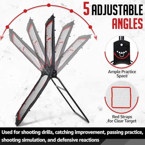 Lacrosse Rebounder, 4x7FT/4x6FT Volleyball Rebounder for Backyard with 5 Rebound Angles, Target Strip, Lacrosse Rebound Net Perfect for Lax Baseball Volleyball & Soccer Practice - size: 4×7ft Volleyball/Lacrosse Rebounder