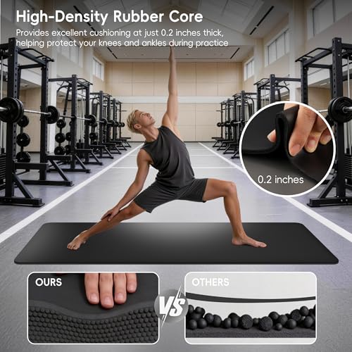 Professional PU & Natural Rubber Yoga Mat – Non Slip 5mm Thick Workout Mats for Women & Men, 72"x27" Wide Exercise Pad for Hot Yoga, Pilates, HIIT & Home Gym – Strap Included