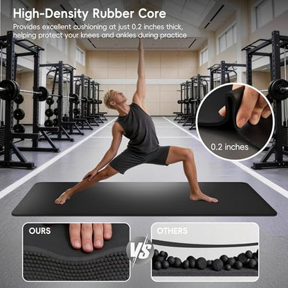 Professional PU & Natural Rubber Yoga Mat – Non Slip 5mm Thick Workout Mats for Women & Men, 72"x27" Wide Exercise Pad for Hot Yoga, Pilates, HIIT & Home Gym – Strap Included