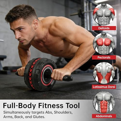 Ab Roller Wheel for Abs Workout - Core Strength Training Equipment for Home Gym with Knee Pad, Abdominal Exercise Wheel for Men and Women