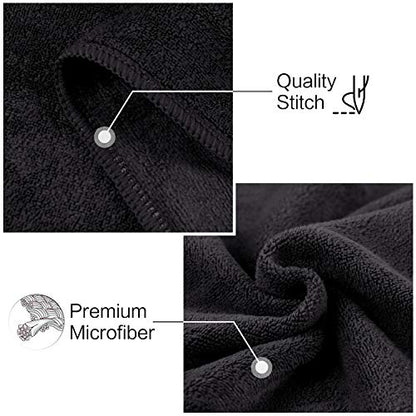 SUNLAND Microfiber Gym Bath Towel Ultra Soft Travel Camping Towel Super Absorbent Swimming Sport Yoga Sweat Towels with Straps for Adults and Children - color: Black X 2