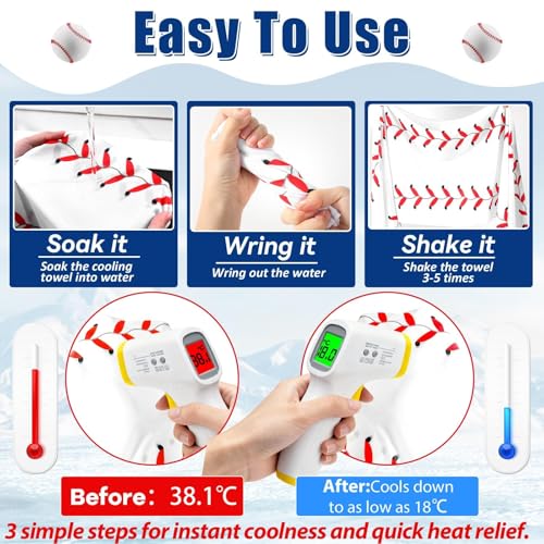 12Pcs Baseball Cooling Towels with Bags 38x12 Inch Breathable Baseball Microfiber Ice Towel Fast Drying Workout Rags Bulk Sport Team Gift for Team Gym Running Coach Sport Party Favors