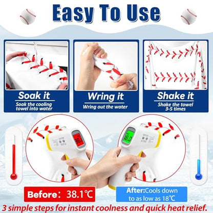 12Pcs Baseball Cooling Towels with Bags 38x12 Inch Breathable Baseball Microfiber Ice Towel Fast Drying Workout Rags Bulk Sport Team Gift for Team Gym Running Coach Sport Party Favors