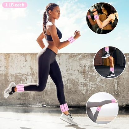 YOVKOK Adjustable Wrist Ankle Weights, 2 LBS/Pair, Bundle Options - color: Pink