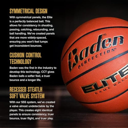 Baden | Elite | Premium Quality Composite Basketball | Ideal for Indoor Games | Youth, Women & Men's Sizes - size: Size 6 (28.5")