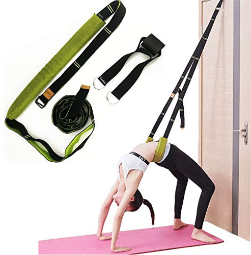 Yoga Fitness Stretching Strap, Door Flexibility Stretching Strap, Improve Leg Waist Back Flexibility Back Bend Assist Trainer, for Rehab Pilates Ballet Dance Cheerleading Splits Gymnastics - color: green