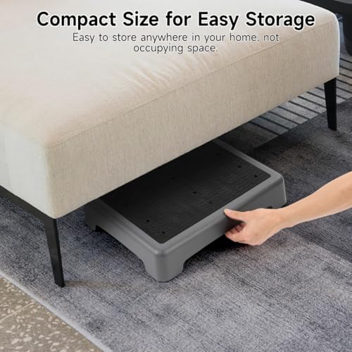 Stepping Stool One-Step, Elderly Moveable Non-Slip Platform, 440 Lbs Strong Bearing Capacity Half Stair, Short Step Supportive Riser for Senior & S for Stairs Beds Cars
