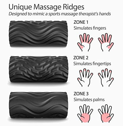 Zyllion Rechargeable Vibrating Foam Roller with 3 High-Density Textured Surfaces and 4 Speeds for Exercise, Massage, Muscle Recovery, Trigger Point Myofascial Release - Black/Orange (ZMA-22-BKOR)