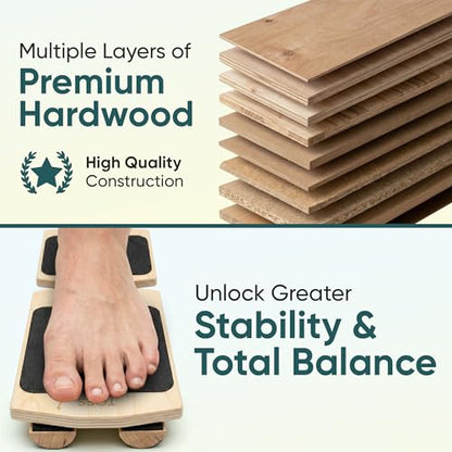 Ankle Balance Board & Foot Strengthener | Single-Leg Axis Board for Plantar Fasciitis Relief & Physical Therapy | Foot Stretcher for Sprained Ankle & Achilles Tendonitis | Non Slip Wooden Slant Board