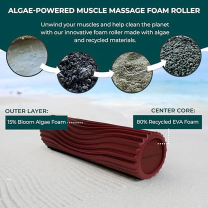 Tidal Roller - Maroon - Muscle Massage Foam Roller for Back Pain & Stretching - Firm and Ergonomic Wide Wave Textured - Yoga, Athletics, & Wellness - Full Size, 20" x 5" - color: Maroon