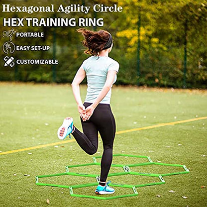 Hexagon Agility Ring Training Circle Ring Speed Agility Ladder Physical Training Ring Football Footwork Trainer Hurdles Agility Ladder Fitness Equipment Multicolor Training Ring 3Pcs