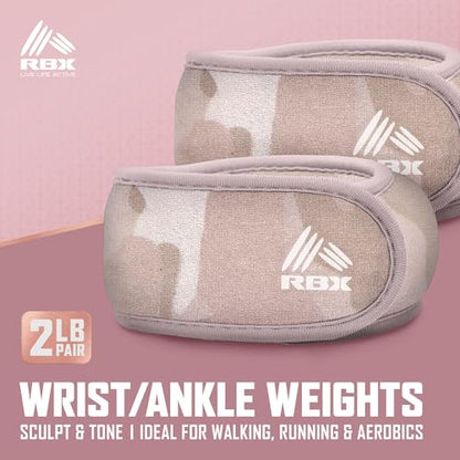 RBX Wrist & Ankle Weights Set (2LB Pair/1LB Each), Adjustable Comfort Fit for Training & Toning - color: Cream