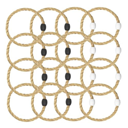 16 Pack Sisal Rope Ring Toss Game Replacement Parts for Adults and Kids, Outdoor Toss Rings for Agility Practice and Speed Game and Yard Games and Lawn Games for Party (Black and White)