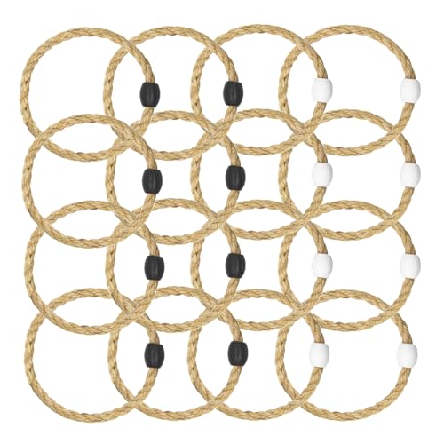 16 Pack Sisal Rope Ring Toss Game Replacement Parts for Adults and Kids, Outdoor Toss Rings for Agility Practice and Speed Game and Yard Games and Lawn Games for Party (Black and White)