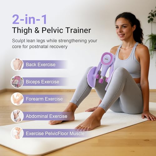 Thigh Trainer for Women, 15-60LB Adjustable Resistance Inner Thigh Exerciser for Pelvic Floor Strengthening, Kegel Equipment with Data Tracking, Home Gym Fitness for Postpartum Recovery & Shaping1
