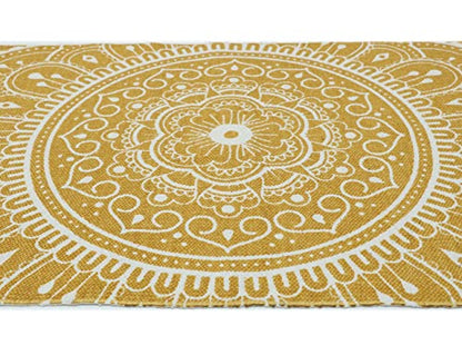 Hand Woven 100% Cotton Yoga Mat- Thick Handloom Made in India- for Gym Floor Exercise - Runner for Bedroom - color: Yellow