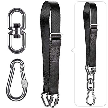 Dolibest Punching Bag Hangers Strap, Heavy Bag Strap Hanger for Home Gym Training Workout Fitness Conditioning Pull Ups and Dips Exercises Equipment - color: Black with swivel