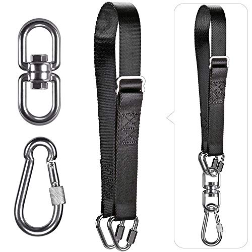 Dolibest Punching Bag Hangers Strap, Heavy Bag Strap Hanger for Home Gym Training Workout Fitness Conditioning Pull Ups and Dips Exercises Equipment - color: Black with swivel
