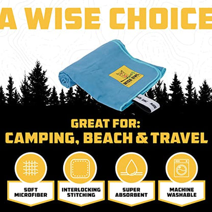 Wise Owl Outfitters Microfiber Camping Towel - Quick Dry Towel for Travel, Backpacking, Hiking, Beach, Gym & Yoga - Compact, Fast Drying & Lightweight - color: Blue, size: 2 x Large (24x48)