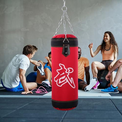 Thickened Oxford Exercise Sandbag with Triangular Steel Buckle for Boxing and Karate Training Inflatable Design for Easy Storage Fitness Target Bag Red Hollow Kicking Sandbag for