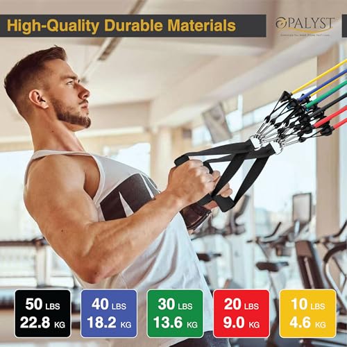 11pcs Resistance Band Set for Home Gym – Heavy Duty Exercise Tube Bands with Handles, Door Anchor & Ankle Straps – Full Body Workout Equipment for Strength Training, Yoga, Pilates, Physical Therapy