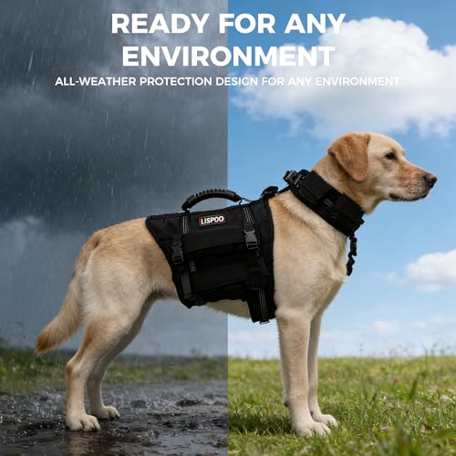 Weighted Dog Vest for Medium and Large Dogs, Adjustable Dog Weight Vest with Weighted Collar, 4 Removable Weight Blocks for Exercise, Walking, Strength Training & Conditioning（L）