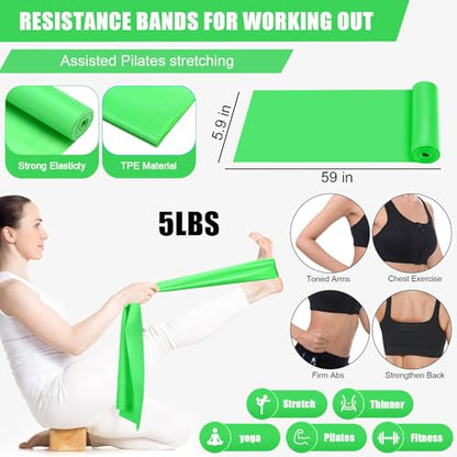 10 Pcs Pilates Ring Blocks Set for Women Home Yoga Equipment Accessories Pilates Ring Circle and Ball Workouts Gift Include Ball Yoga Circle Resistance Bands Block Straps Gym Bag - color: Red