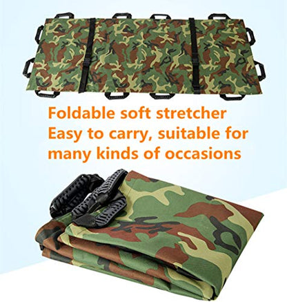 Oxford Folding Stretcher with 12 Handles Waterproof Foldable Emergency Rescue Back Stretcher with Storage Bags for Hospital,Clinic, Home,Sports venues,Ambulance (Orange)