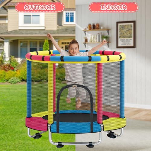 Trampoline for Kids with Safety Enclosure Net, Indoor & Outdoor Toddler Trampoline, 47" Baby Mini Recreational Trampolines, Safe No-Gap Design, Birthday Gifts for Children & Boys & Girls, Age 1-8