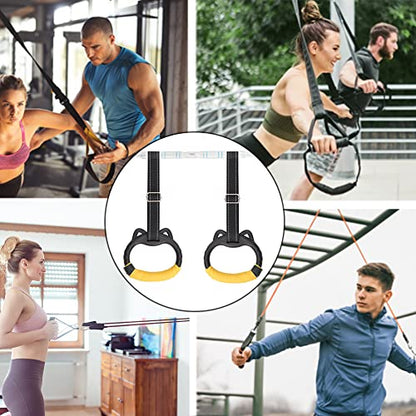 JIANWEI Gymnastics Rings Set for Kids, Professional Children Trapeze Bar Pull Up Rings with Straps Kids Playground Home Exercise Gym Rings with Drawstring Bag for Children Exercise