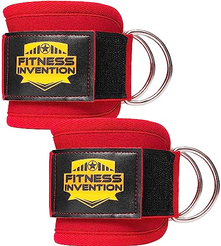 Fitness Invention Ankle Straps for Cable Machines (Pair) – Adjustable Padded Ankle Cuffs for Glute & Leg Workouts – Kickbacks, Leg Extensions, Hip Abductors & Lower Body Exercises