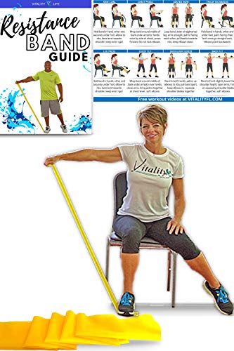Senior Resistance Band: Light Resistance, Longer Length + Instruction Guide. Latex Free. Exercise, Stretching, Physical Therapy