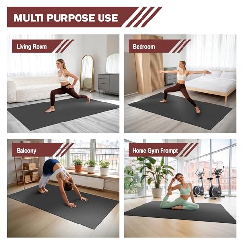 Stepwaver Extra Large Exercise Mat, 6'x4'/ 7'x5'/ 8'x5'/ 9'x5'/10'x5' (6mm) - size: 8'×5'×0.25"