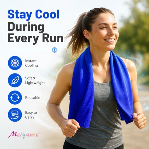 Large Cooling Towel for Neck and Face, 43.3 x 15.7 in, Navy Blue - color: Navy-blue