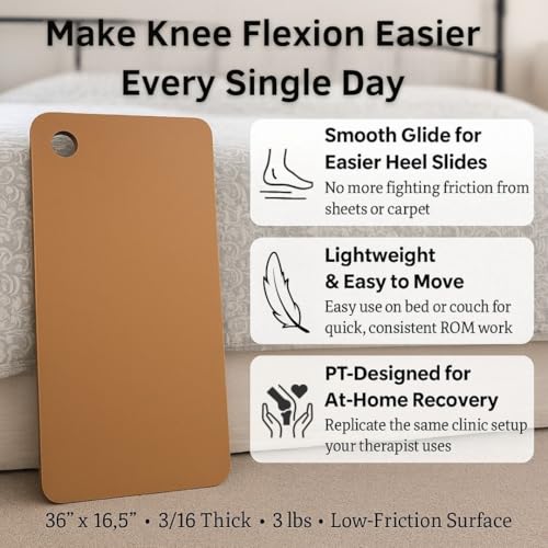 Heel Slide Board for Knee Knee Flexion – 28" PT-Designed Glide/Slide Board for Heel Slides, Knee Flexion & Range of Motion Exercises at Home – Sealed MDF, Non-Slip, Lightweight