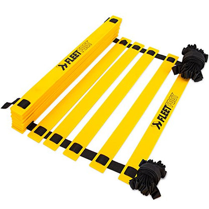 Crown Sporting Goods Fleetfoot Speed & Agility Training Ladder – 6, 10, 16, or 20 Rung Rope Equipment for Athletic Footwork & Sports Drills