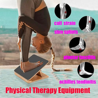 Foldable Calf Stretcher, Portable Wooden Slant Board for Calf Stretching Physical Therapy, Adjustable Foot Incline Board for Squat Stretch, Ankle Leg