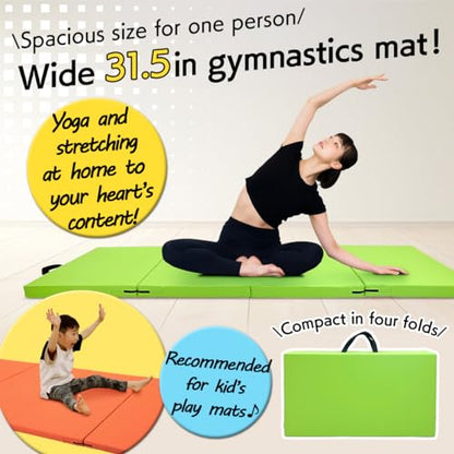 KaRaDaStyle Gymnastics Mat Folding Stretch Mats 71"x31"x2" Exercise Muscle Training Children Play Horizontal Bar Mat Yoga Sports Soundproof Home Use - color: Greige/4-fold