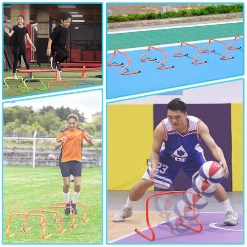 10 Pcs Speed Agility Training Hurdles Detachable, Soccer Hurdles Training Equipment with Carrier Strap, Mini Hurdles Agility Kids for Outdoor Workouts/ Pediatric Patients(Green,45cm (17 7/10in))