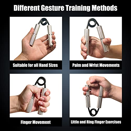 Grip Strength Trainer 4 Pack,50LB-200LB Hand Exerciser Gripper Forearm Finger Strengthener Non-Slip Suitable for Hand Rehabilitation Finger Strength Training, Muscle Building, Home Gym - color: Silver,4Pack,50-200LB